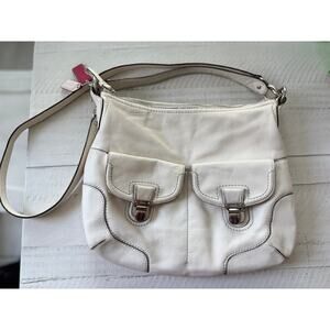 Coach Ivory Leather Shoulder Bag Style 22423 "Ashley Poppy"